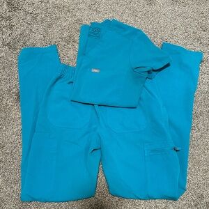 Figs Aqua Blue Scrub Set